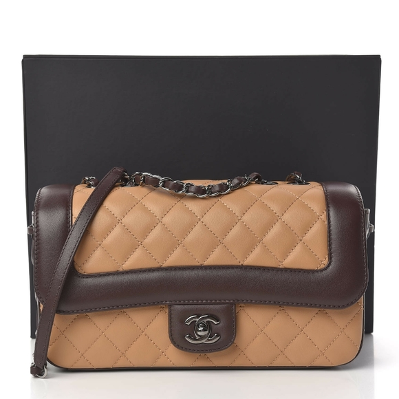 CHANEL Tan With Brown Trim & Ruthenium Metal - Picture 14 of 15